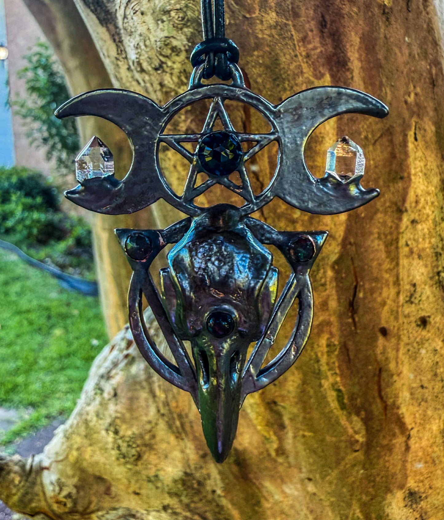 Raven Statement piece w/ Diamond Herkimers, Smoked Opals, Black Spinel & Blue Labradorite