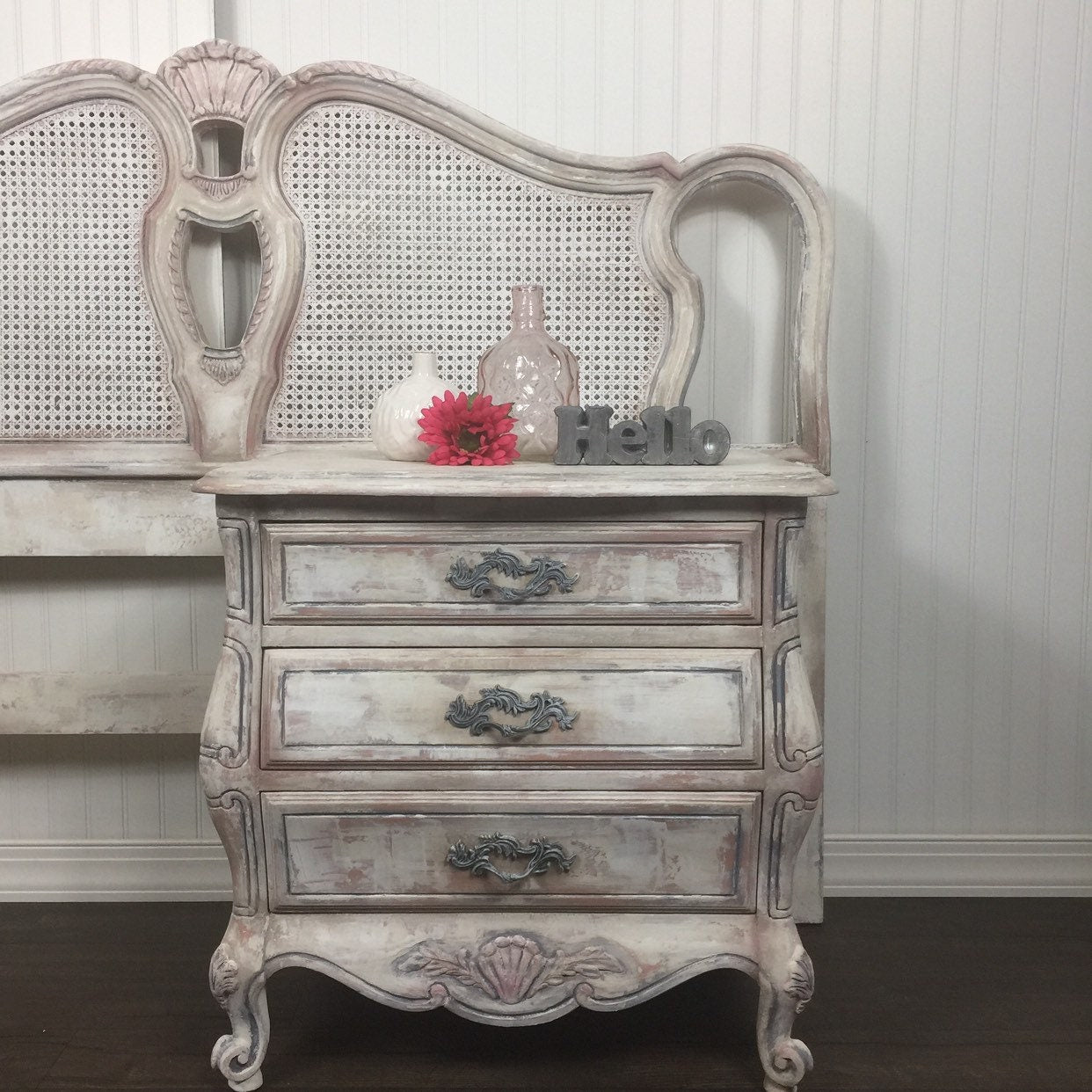 SOLD~ NOT AVAILABLE ~ Old World French Provincial Headboard & Nightstand