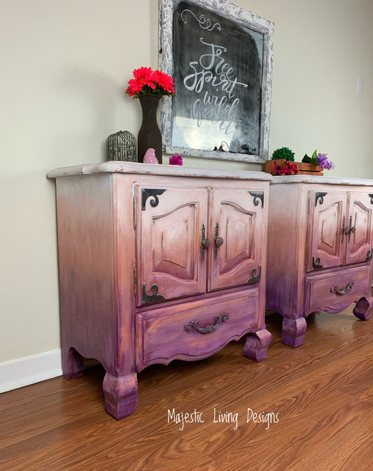 SOLD ~Rustic Boho Nightstands ~Ombré Majestic Living
