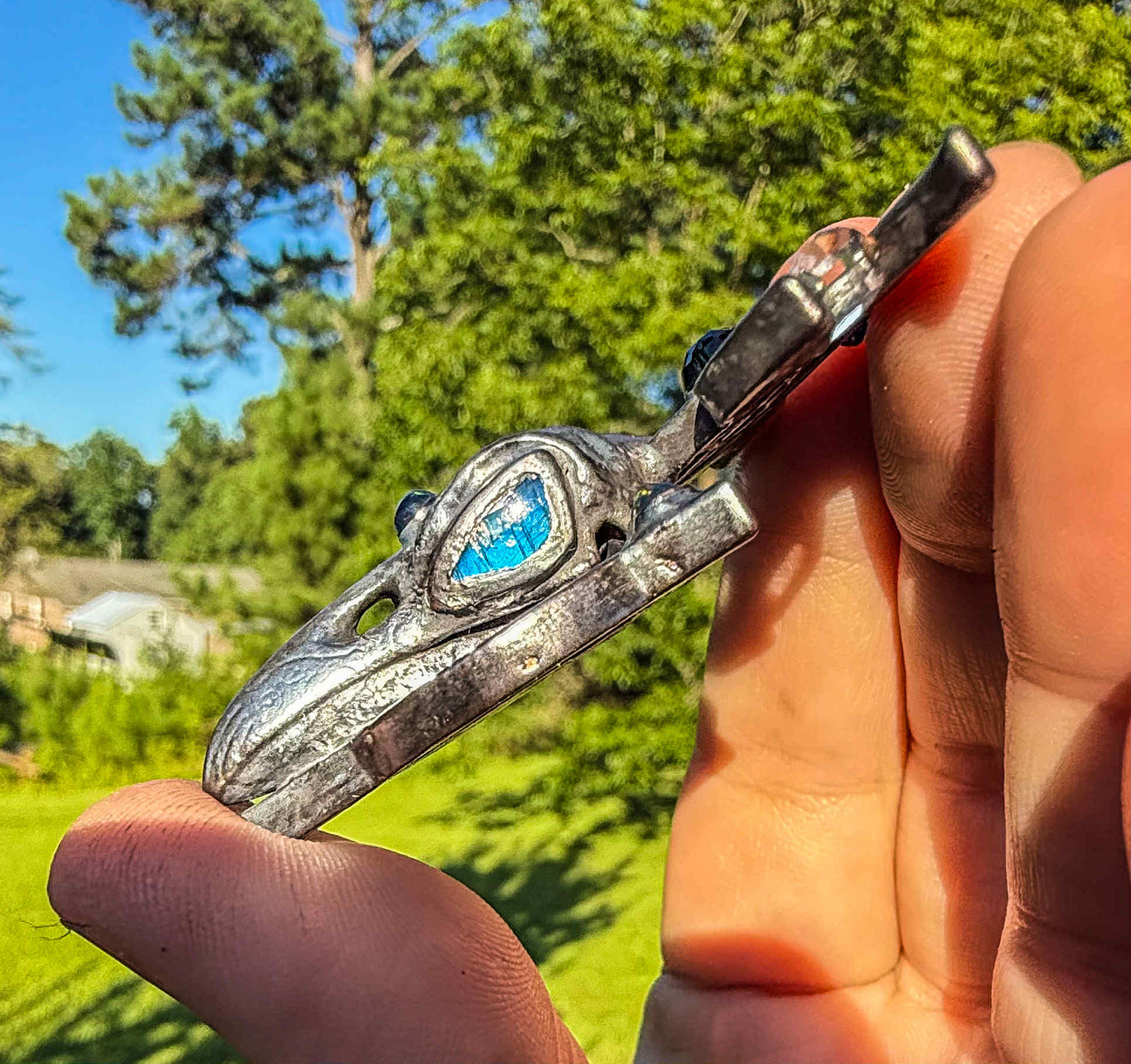 Raven Statement piece w/ Diamond Herkimers, Smoked Opals, Black Spinel & Blue Labradorite
