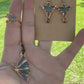 Aquamarine w/ Confetti Sunstone Butterfly Pendant & Earrings w/ CZ Butterfly Wing Ring