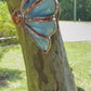 Aquamarine w/ Confetti Sunstone Butterfly Pendant & Earrings w/ CZ Butterfly Wing Ring