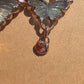Aquamarine w/ Confetti Sunstone Butterfly Pendant & Earrings w/ CZ Butterfly Wing Ring