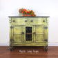 SOLD ~ NOT AVAILABLE Girly grunge / distressed yellow /solid cabinet /media center /console/entryway (free shipping)