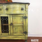 SOLD ~ NOT AVAILABLE Girly grunge / distressed yellow /solid cabinet /media center /console/entryway (free shipping)