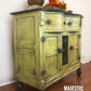 SOLD ~ NOT AVAILABLE Girly grunge / distressed yellow /solid cabinet /media center /console/entryway (free shipping)