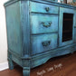SOLD~ Media Console layered blues and greens Majestic Living