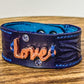 Leather Cuff Bracelet • Purple leather • Electroformed LOVE • Hand-stitched leather jewelry • Tooled leather • Rope design • Valentines Gift •