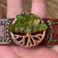 Leather cuff bracelet • Peridot • Tree of life • Electroformed • Gifts for her • Hand tooled leather • Hand stitched jewelry - Featured•