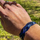 Mystery Braid Blue/Black Leather Bracelet