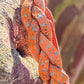 Mystery Braid Orange Leather Bracelet w/ distressed tooling & color shift paint.